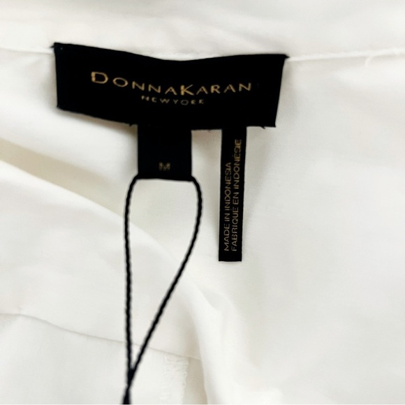 Donna Karan New York Women's Button Up Collared Shirt Sweater Sleeves Size M NWT - Picture 9 of 12